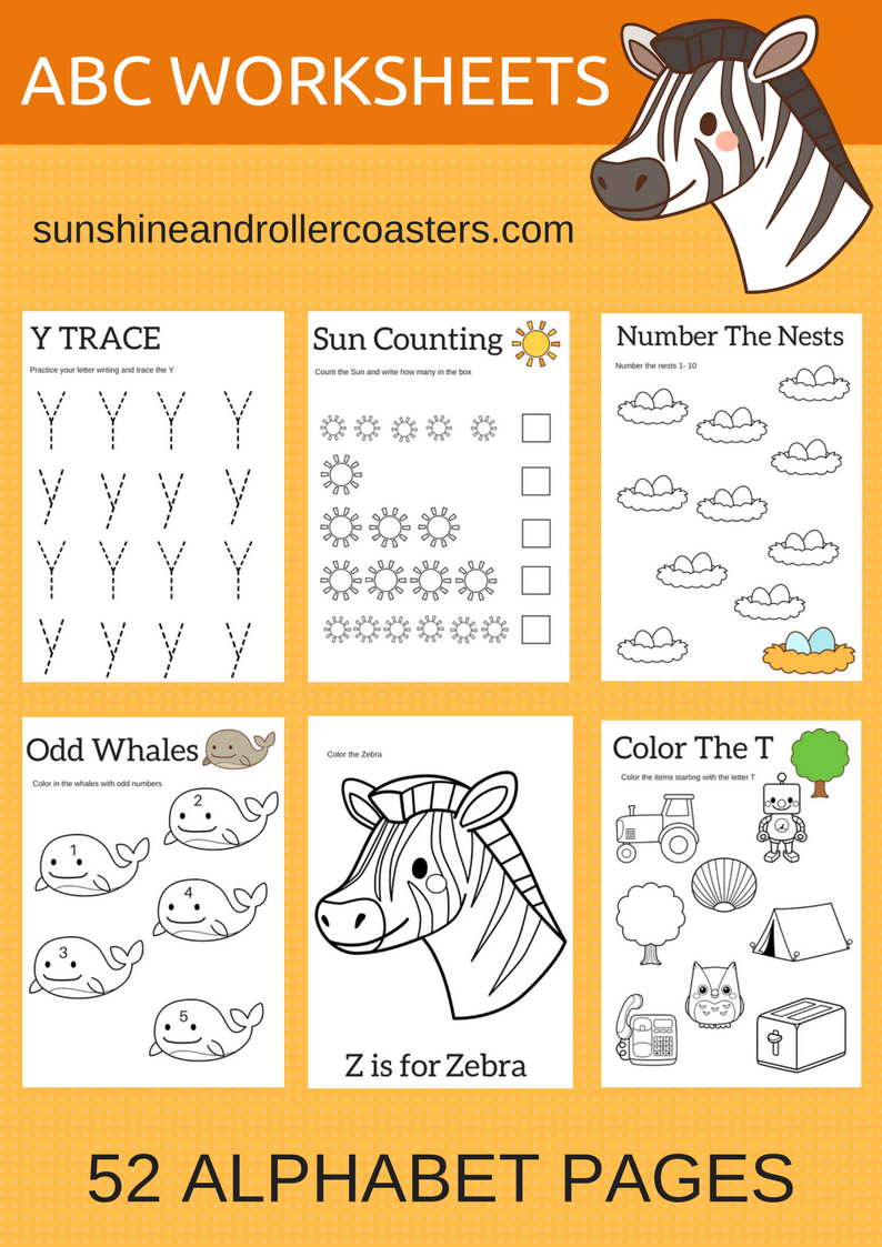 ABC Worksheets For Pre K And Kindergarten Sunshine And Rollercoasters